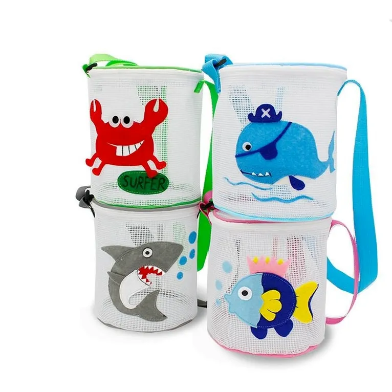 Kids Toys Beach Tassen 3D Animal Shell Toys Collecting Storage Bag Outdoor Mesh Bucket Tote draagbare organizer Splashing Sand Pouch B0504