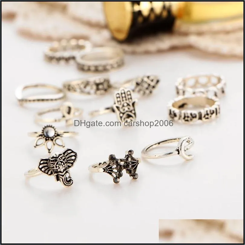 silver carved rings hot sale retro exquisite cute personality punk style knuckle rings fashion jewelry wholesale free shipping -