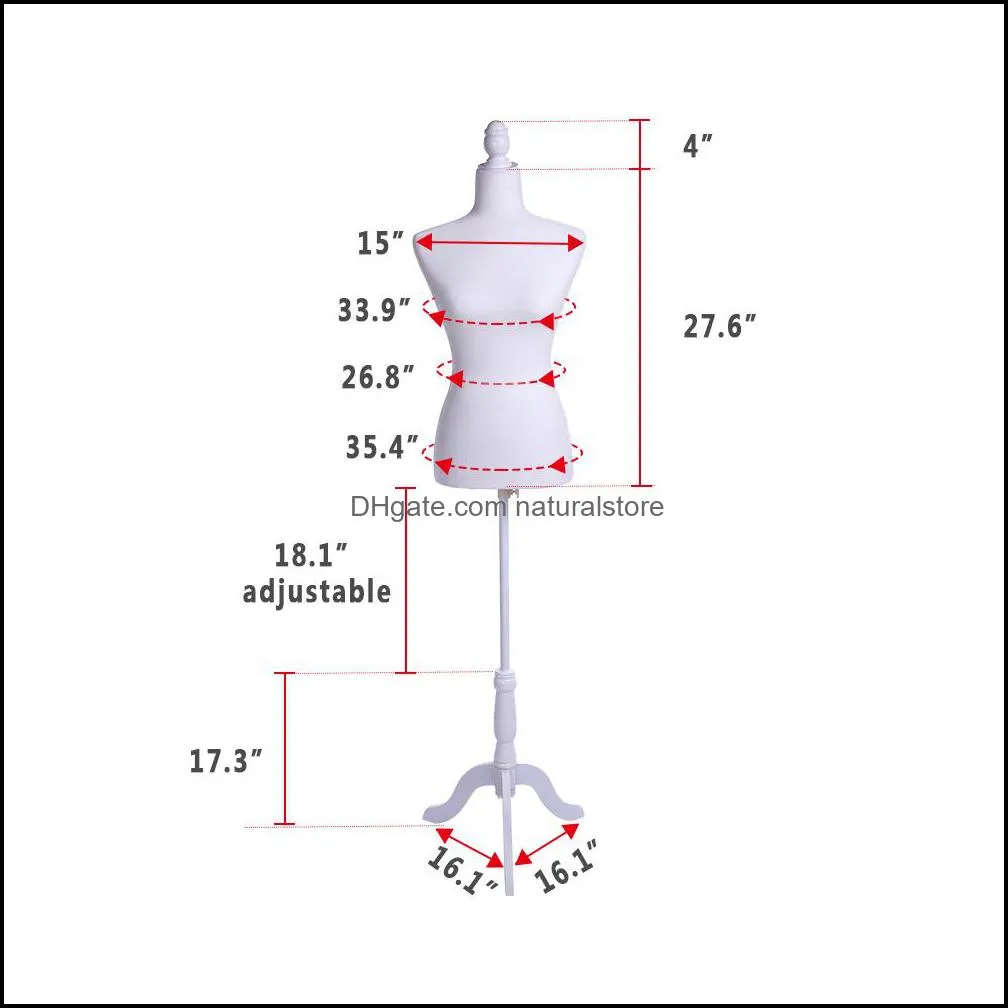 Female Mannequin Torso Dress Form Display Half-length Lady Model with Tripod Stand for Clothing Display Ship from USA