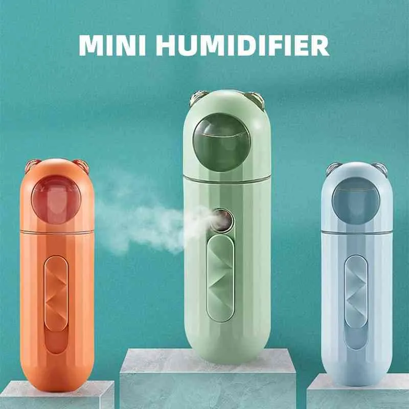 Portable 20ML Mini Humidifier USB Rechargeable Hydration Nebulizer Nano Facial Hydrating Mist Sprayer Skin Moisturizing Steamer 220517