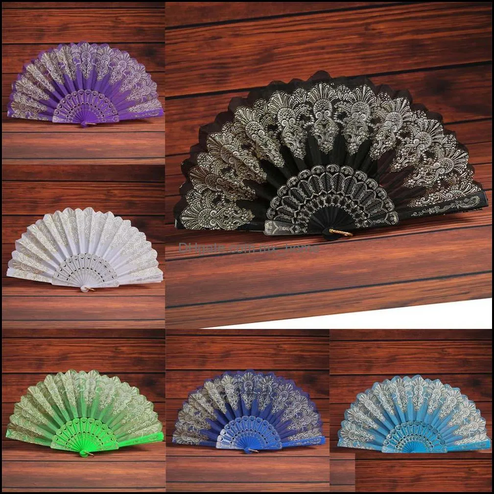 Hot Sale Special Offer Favors And Gifts Decorations Kids Spanish Style Lace Folding Hand Held Flower Fan For Dance Party