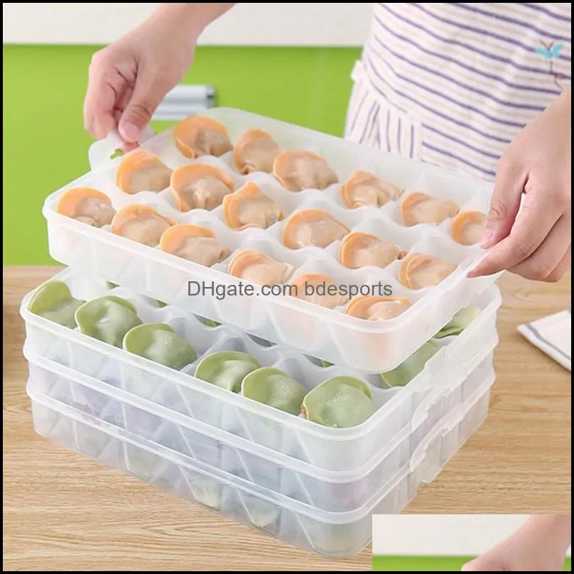 4 layers 24 Grids Portable Dumpling storage Box refrigerator Food  Keeping Container Holder Organizer kitchen accessories