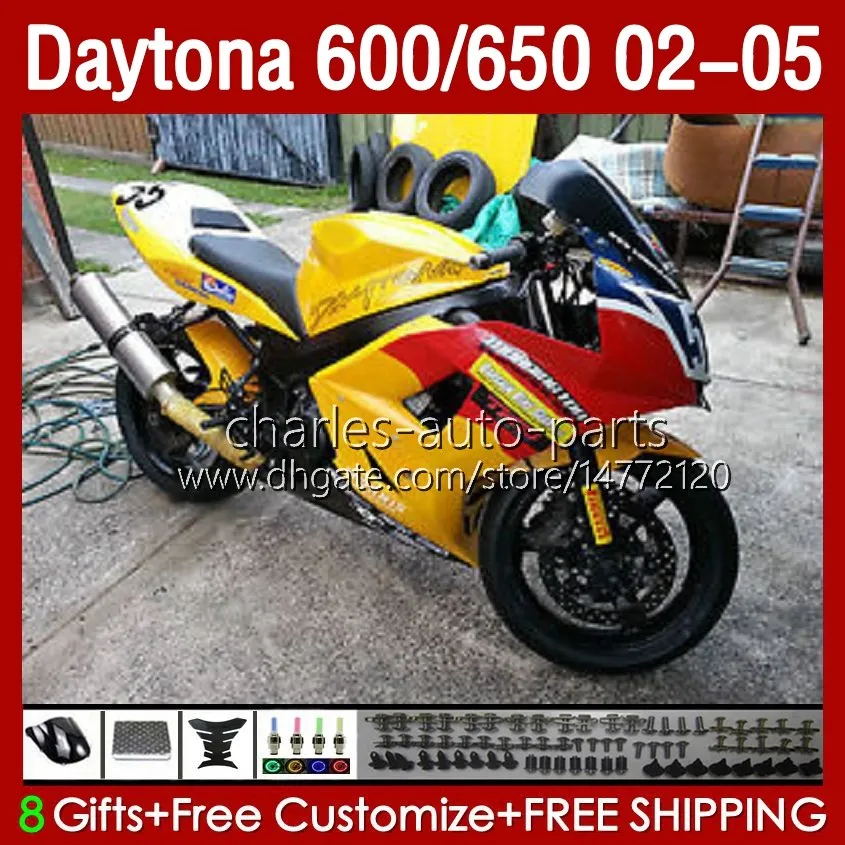 Кузов для кузова для желтого Black Daytona 600 650 CC Daytona650 02-05 CoSling 104HC.19 Daytona600 2002 2003 2004 2005 Bodys Daytona 600 02 03 04 05 Full Vatings