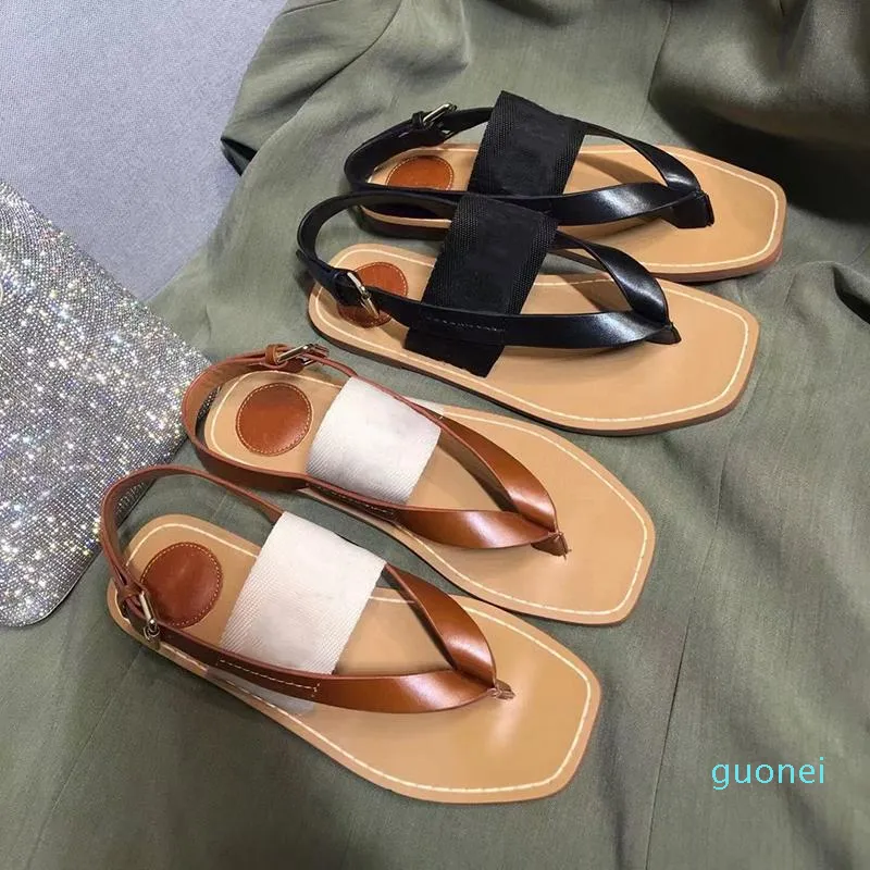 2022 Luxus-Designer-Sandalen Slipper Kreuz gewebte römische Hausschuhe Schuhe Drucken Slide Sommer Wide Flat Lady Canvas Schriftzug Stoff Outdoor Le