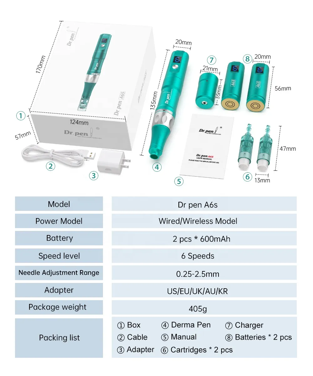 Derma Penskin Care Tools/DRPEN A6S Skin Rejuvenenation Beauty Microneedle Roller