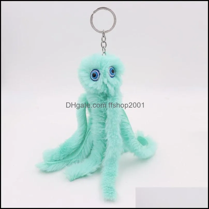 faux rabbit fur pompom key ring octopus plush doll keyfobs animal fluffy keychains fashion women handbag pendant jewelry