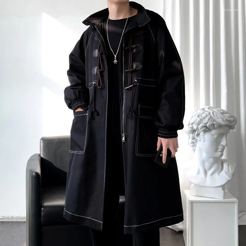 Trench de trincheira masculina Coreana Streetwear Long Windbreaker 2022 Moda Male Coat estilo punk casual Big Pocket Woman Jackets Roupas 3xl Viol22