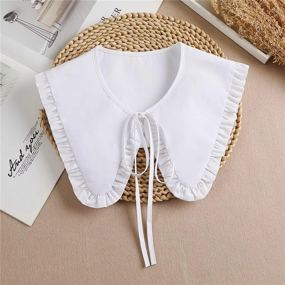 Cotton Big Fake Ties Collar Shawl White Women Removable Dress Detachable Wrap Clothes Accessories False