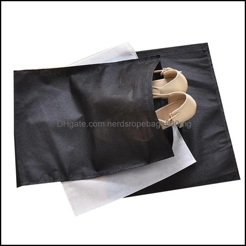 Case Black/White Non-Woven Travel Storage Shoe Dust-Proof Tote Dust Bag Travel Shoe Storage Bag 1153 V2