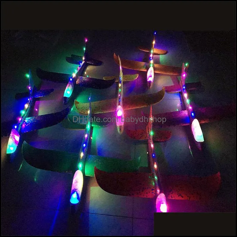 48cm Big Foam Plane Aircraft LED Hand Launch Throwing Airplane Glider Inertial Children Flying Model Toys 10 Pcs / Lot Wholesale