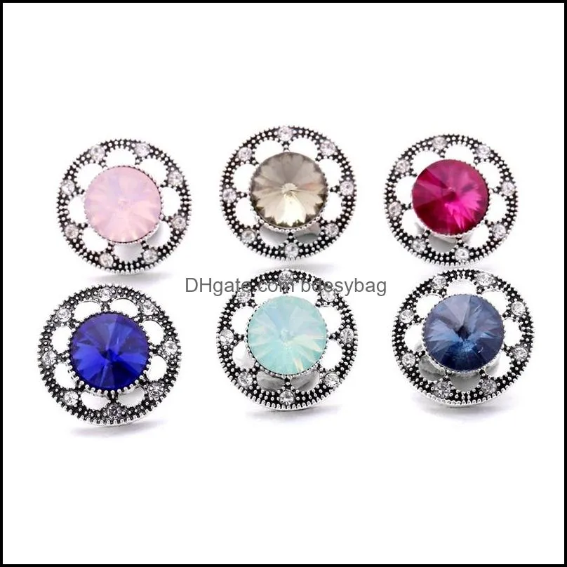 CLASPS HOODS RHINESTONE FASTENCE 18mm Snap Button Clasp Old Way Hollow Alloy Metal Charms For Snaps smycken Fynd Suppl Bdesybag DHXQ7