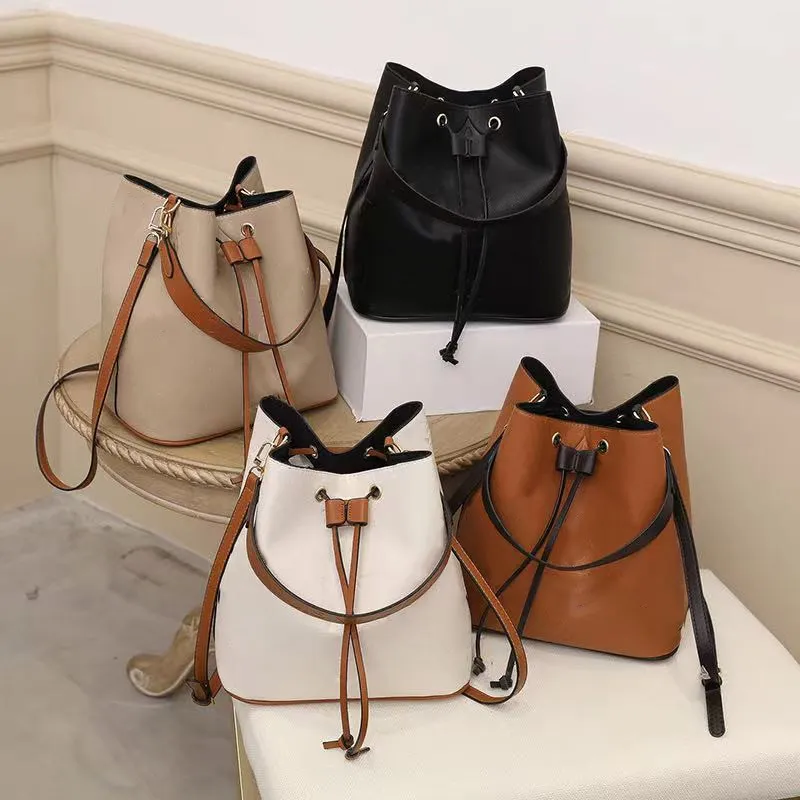 m45306 Luxurys Designers NEONOE Bucket Shoulder Bags flower designer Handbags genuine Leather handbag Purses Women Tote Brand Lett332e