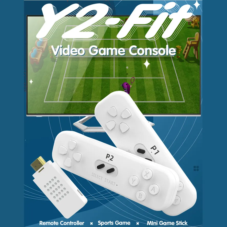Y2 Fit 4K Retro Game Stick 800 NES Games 2.4G Wireless Controllers Motion Sensing HDMI Video Game Console Player
