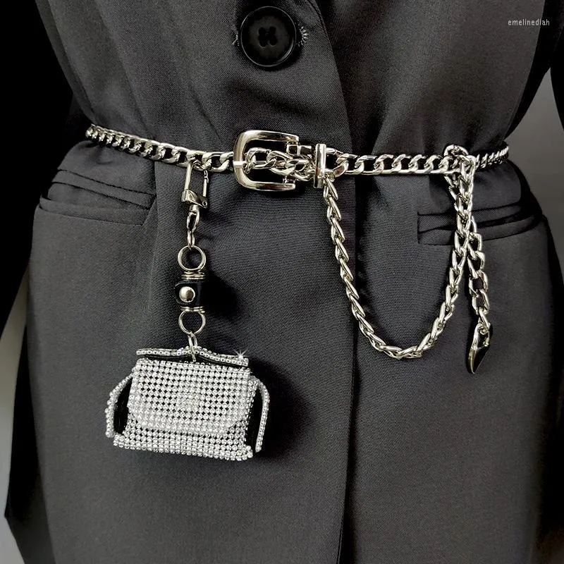 Belts Women Chain Fanny Pack Fashion Chest Mini Shine With Diamonds For Pants Dress Accesorios MujerBeltsBelts Emel22