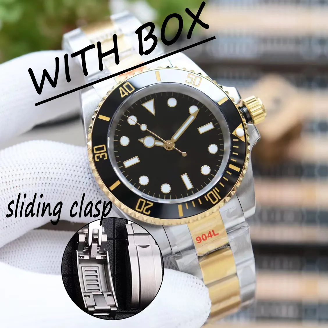 mens automatic mechanical watches Ceramic bezel 41mm full stainless steel Gliding clasp Swimming wristwatches sapphire luminous movement watch dropshipping