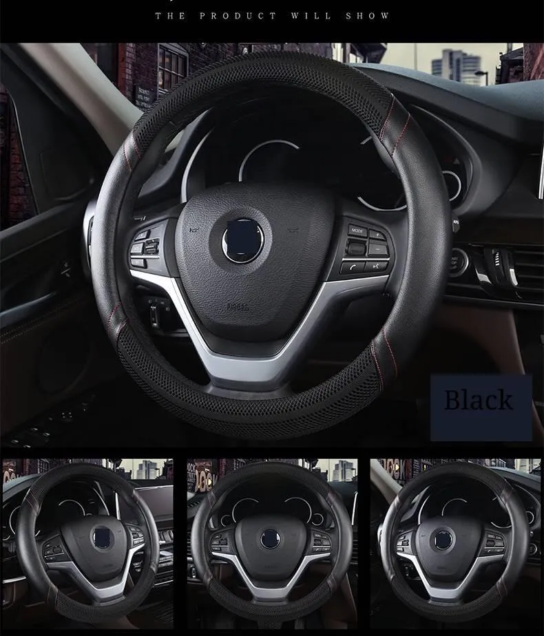 Steering Wheel Covers Sport Auto Anti-Slip Leather Car Steering-wheel Cover Car-styling Anti-catch Holder ProtorSteering