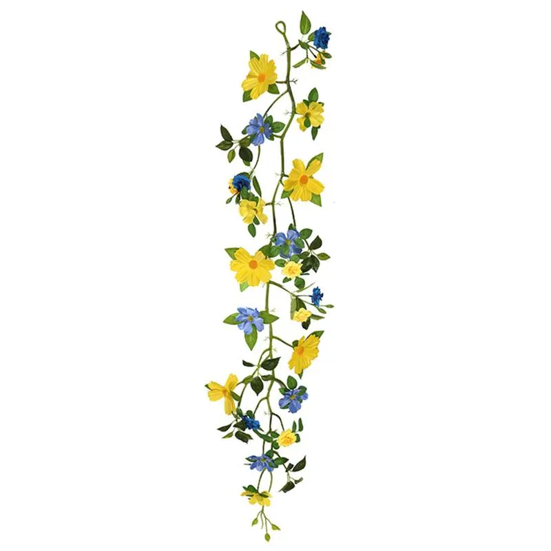 Couronnes De Fleurs Décoratives 120cm Soie Artificielle Cosmos Vigne Fleur De Mariage Rotin Plantes Suspendues Feuilles Guirlande Romantique Mur Jardin Déco