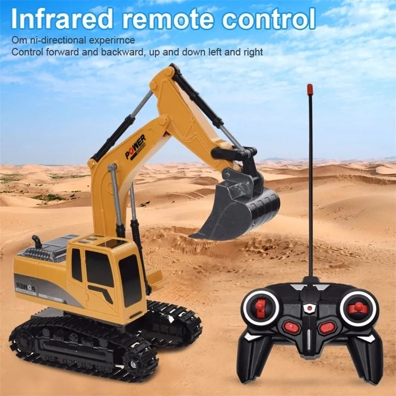 RC Trucks Mini Remote Control Bulldozer 1X24 Alloy Plastic Engineering Car Dump Truck Crane Excavator Electric Vehicle Toys Gift 220621