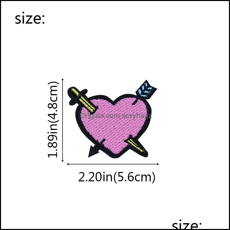 10pcs sword heartes for clothing iron on transfer applique for garment jeans diy sew on embroidered accessories