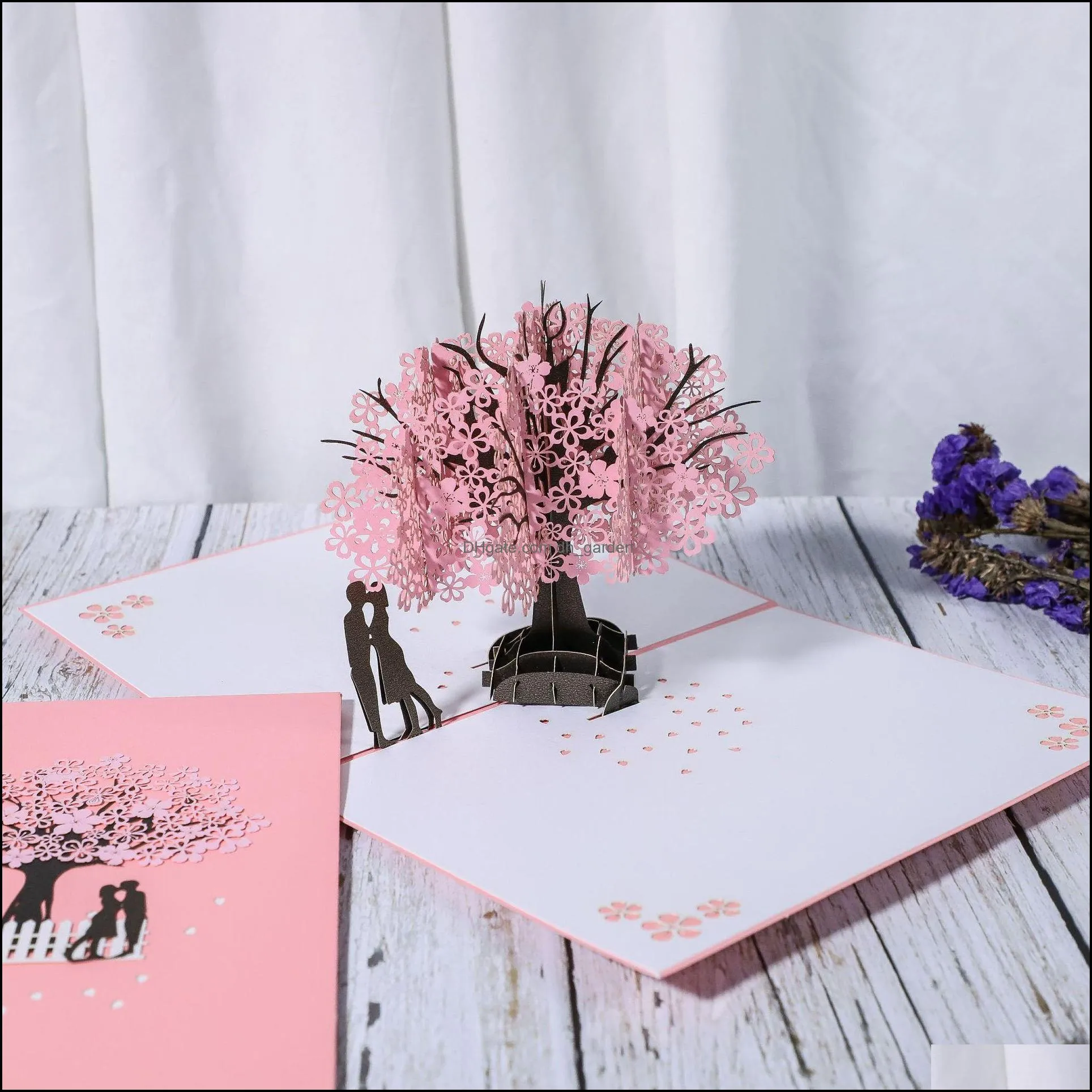 3d anniversary card/pop up card red maple handmade gifts couple thinking of you card wedding party love valentines day greeting card