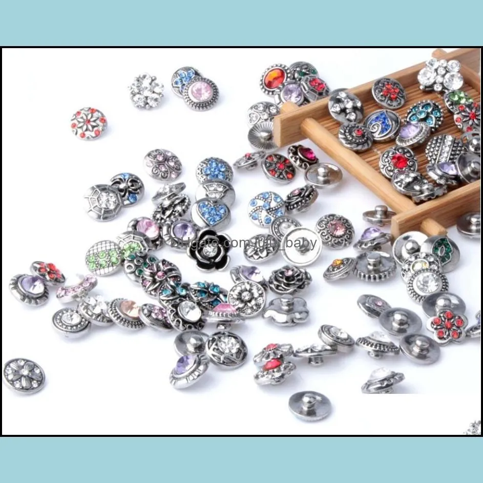 50pcs/Lots 12MM Snap button Mixed Style Diy Interchangeable Jewelry Snap Chunk Charm Buttons Fit Noosa Ginger Snap Bracelets
