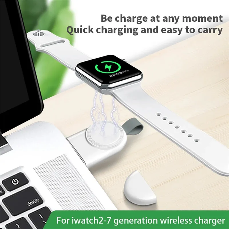 IWatch 용 고속 휴대용 무선 충전기 7 5 4 6 3 2 Apple Watch Magnetic 용 빠른 충전 도킹 스테이션 USB 충전기 케이블