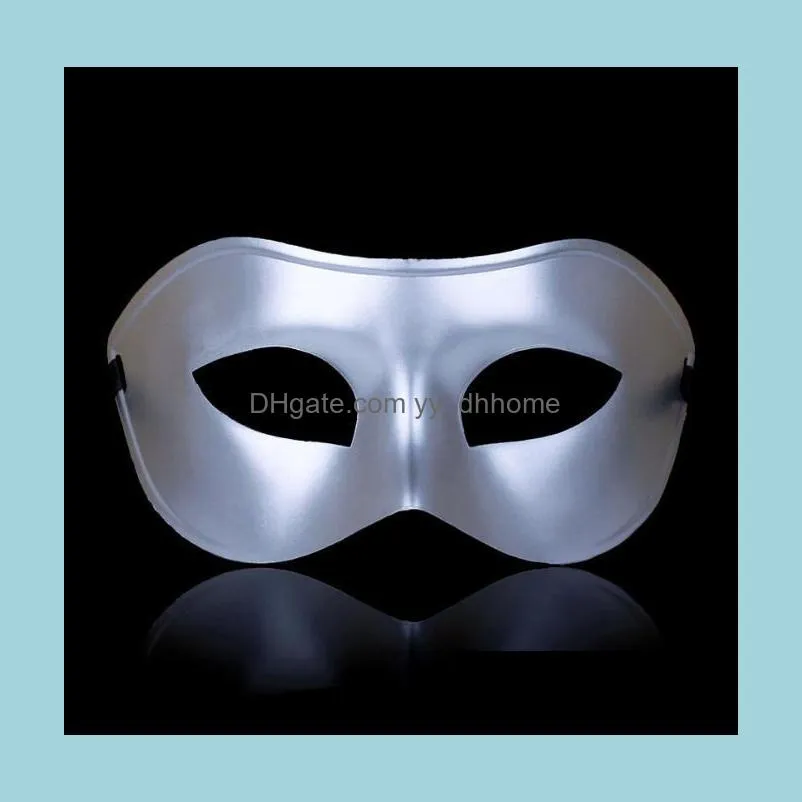 men`s masquerade mask fancy dress venetian masks masquerade masks plastic half face mask (black, white, gold, silver) sn016