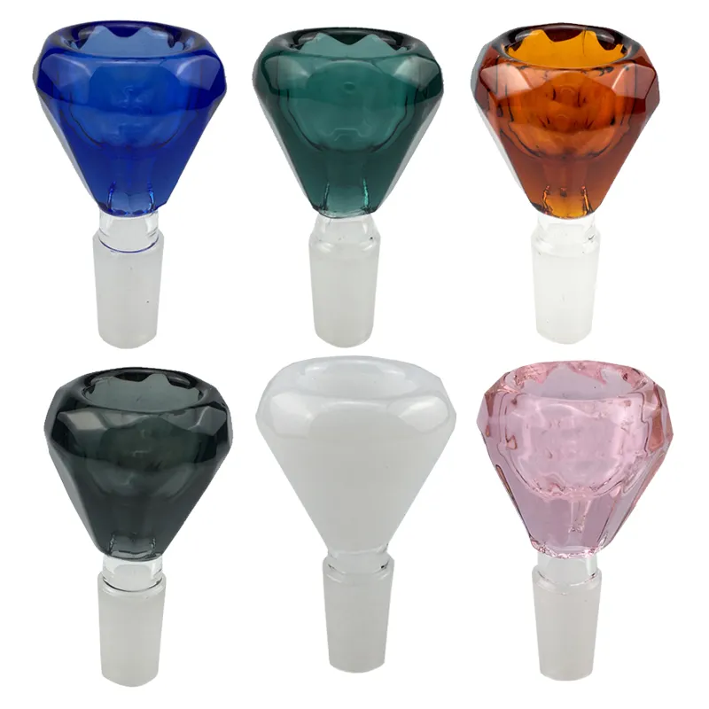 Diamond Shape Smoking Glass Bowls 14mm 18mm Slide Thick Bowl Joints For Bongs Hookah Water Pipe Accessories