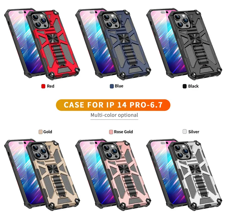 حالات الهاتف الخليوي لـ iPhone 14 Pro Max Maxhybrid Armor غير مرئي Kickstand الغطاء الخلفي المقاوم للصدمات المغناطيسية D1