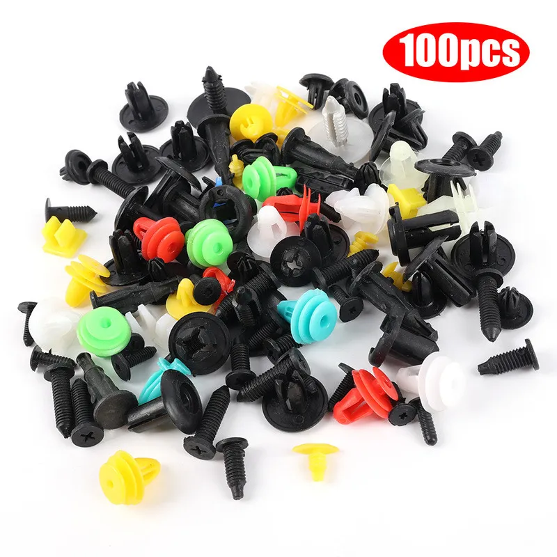 Clips de fixation de voiture, 100/50 pièces, goupille de retenue de Rivet, décoration intérieure de porte de pare-chocs automobile, panneau en plastique, Kit de clips à vis aléatoires mixtes