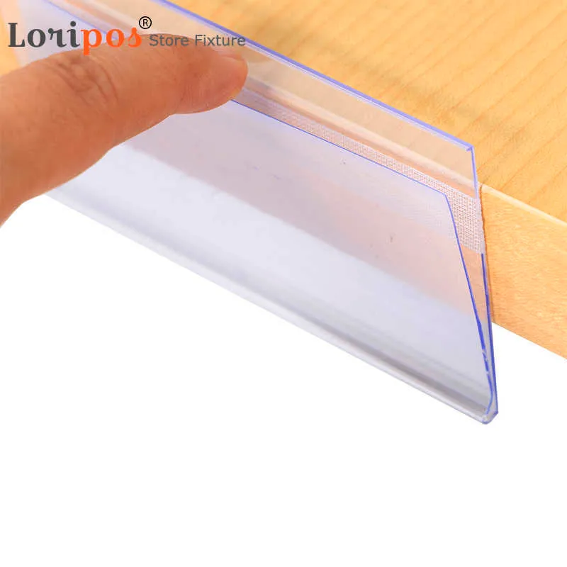 Plastic PVC Shelf Data Strips Clip Holder with Adhesive Tape on Back Multi-size for Merchandise Price Talker Sign Label Display