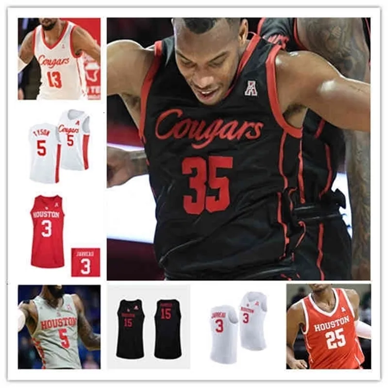 Xflsp2022 College Basketball Houston Cougars Jerseys Marcus Sasser Kyler Edwards Josh Carlton Fabian White Jr. Tramon Mark Jamal Shead Taze Moore