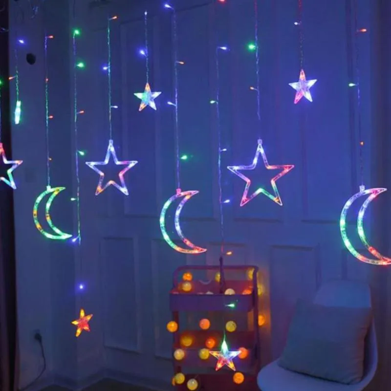 Strings Star Moon Curtain Lights Christmas String Ins Fairy Light Wedding Room Restaurant Decoratie 220V 3.5Mled LED