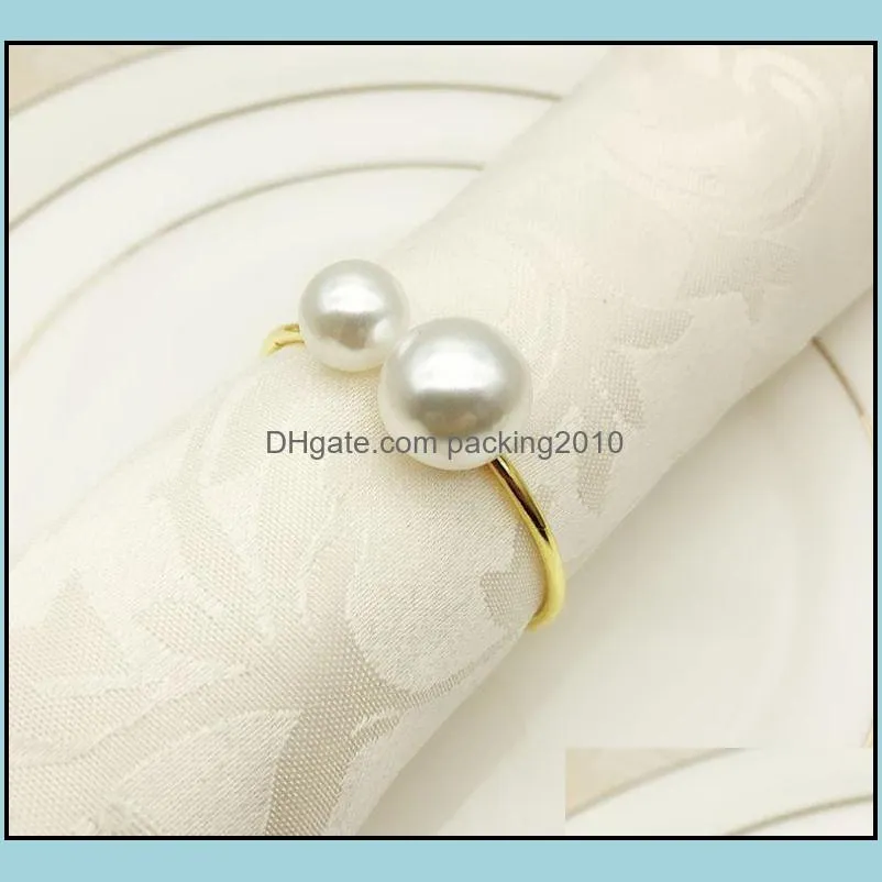 creative personality metal napkin ring the toast button ring napkin western buckle pearl meal sn2429