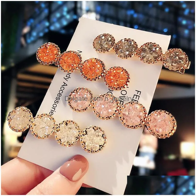 europe fashion jewelry womens rhinestone candy barrettes hairpin hair clip dukbill toothed hair clip bobby pin lady barrette