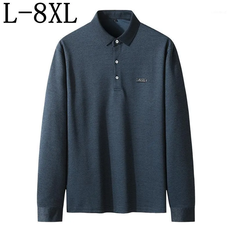 Men's Polos Size 8XL 7XL 6XL 2022 Autumn Oversized Shirt Men Business Shirts Long Sleeve High Quality Loose Homme