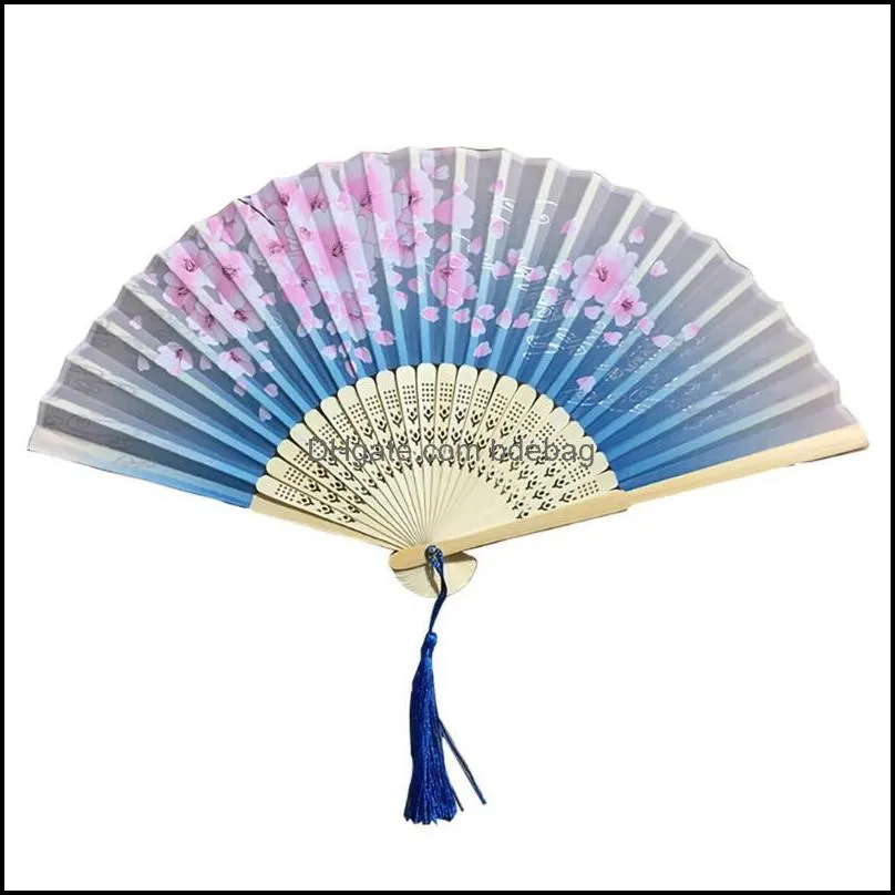 Other Home Decor Vintage Chinese Style Dance Wedding Party Lace Silk Folding Hand Held Flower Fan Performance Handheld Props Drop