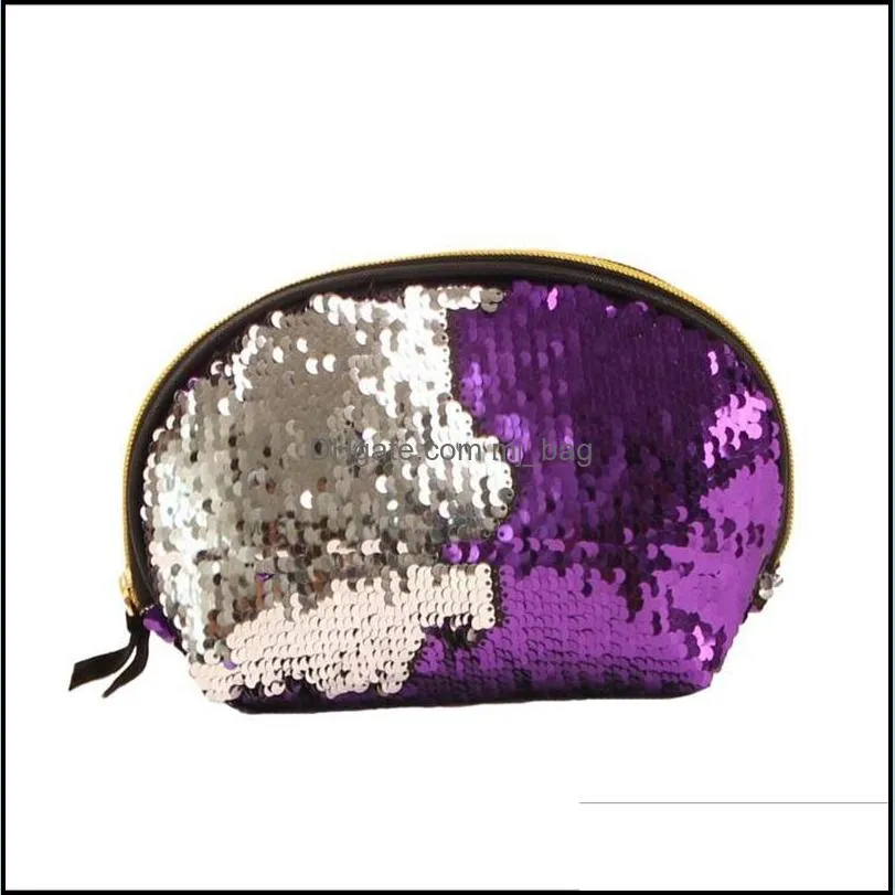 makeup bag mermaid sequins cosmetic bag glitter makeup bags bling shell pouch party clutch bag storage bags 8 colors 10pcs cyl-yw1020