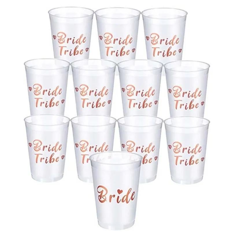 Team Bride Cups Bridal Shower Party Plastikowe Rose Gold Picie Bachelorette Ken Wedding Decor Dostaw 220811