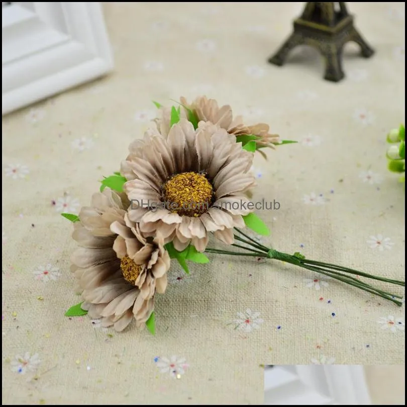 6pcs/bundle Artificial Flower Cheap Christmas For Home Wedding Decor Accessories Fake Stamen Gerbera Diy Wreath Gifts Si jllFeH