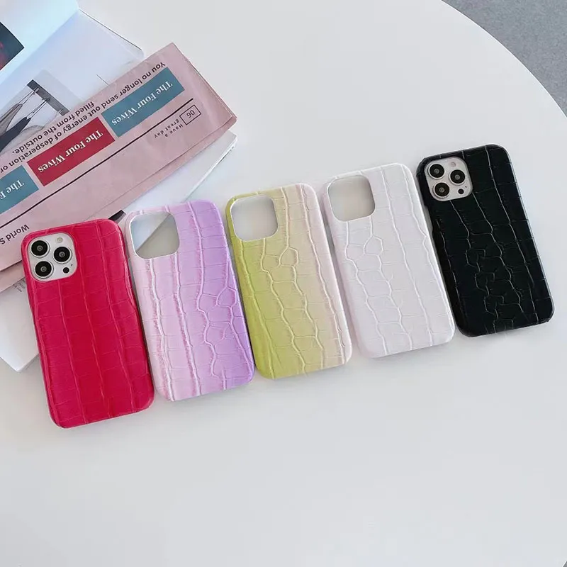 İPhone 13 için Timsah Tahıl Telefon Kılıfı 12 11 XSmax 7 8 Plus 5 Renk Lüks Tasarımcı Telefonlar Case Klasik Üçgen Telefon Kapağı