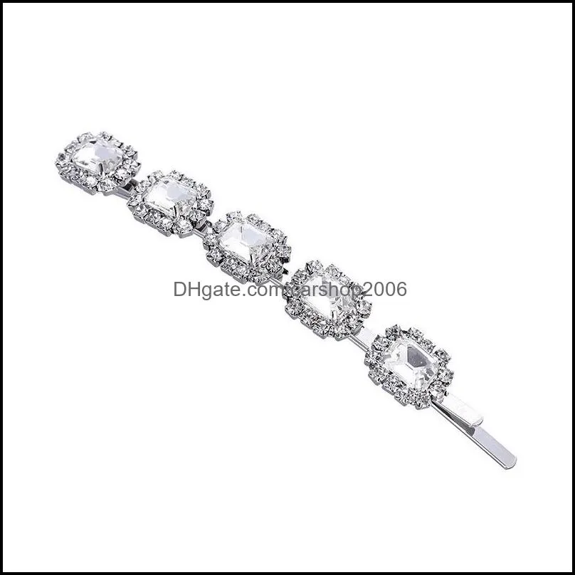 Clear Crystal Rhinestone Hair Clips Barrette For Women Hair Jewelry