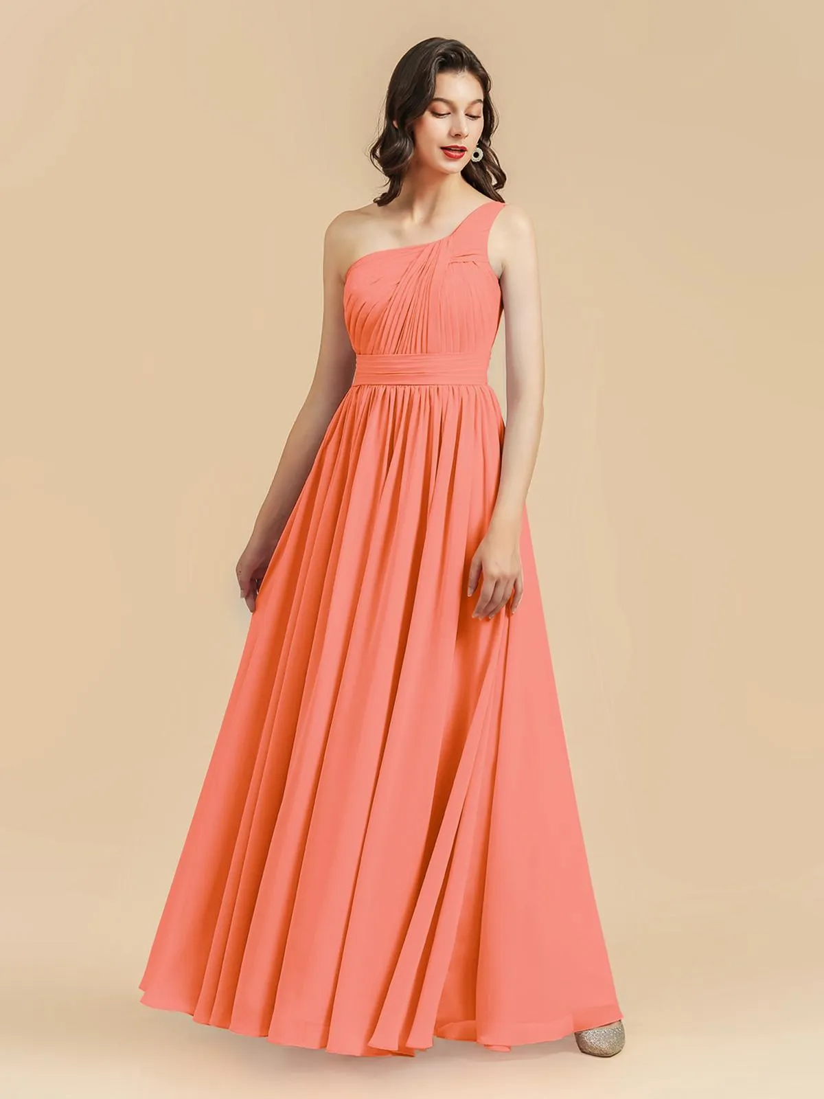 strapless open back dress Wedtrend Blush Long Chiffon Bridesmaid Dress with Slit Straps Sleeveless  Wedding Party Dress – WEDTREND main image 0