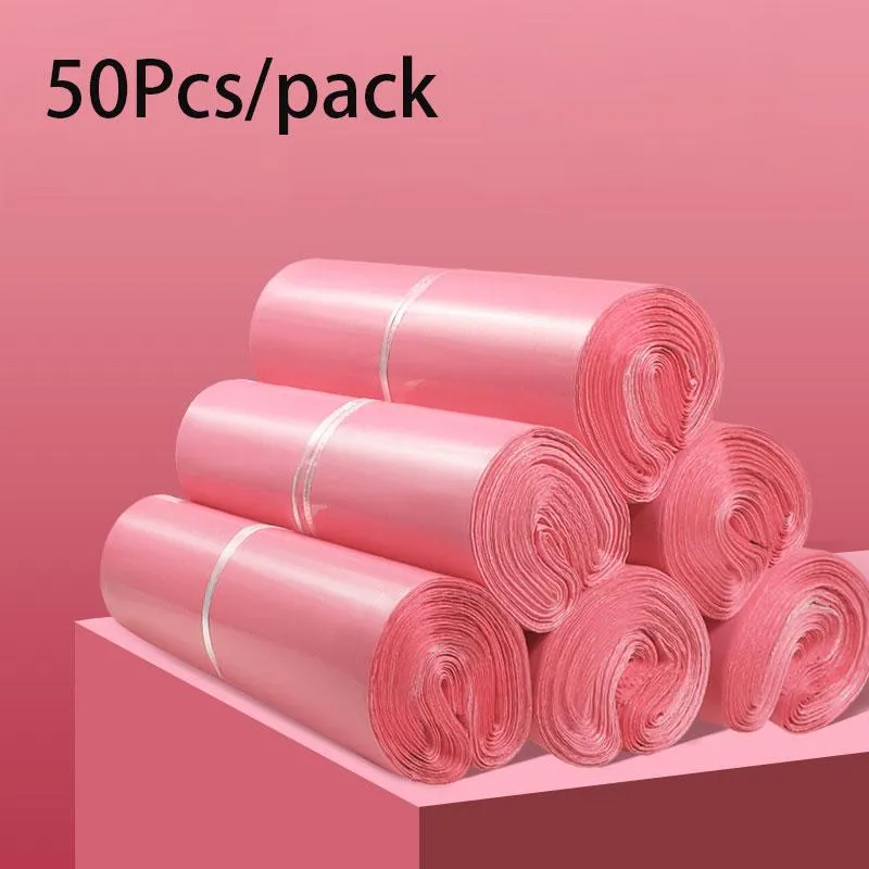 Sacs de rangement Light Pink Mailer Mailing Personnaliser Logo Plastique Express Emballage Logistique Pochette de courrier Épaissir Vêtements auto-scellants Post BagStor