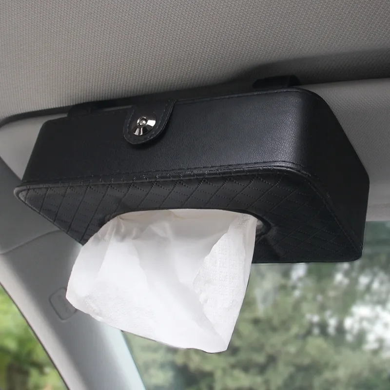 leather car tissue box sun visor type hanging rectangle shaped container napkin holder paper rack Y200328