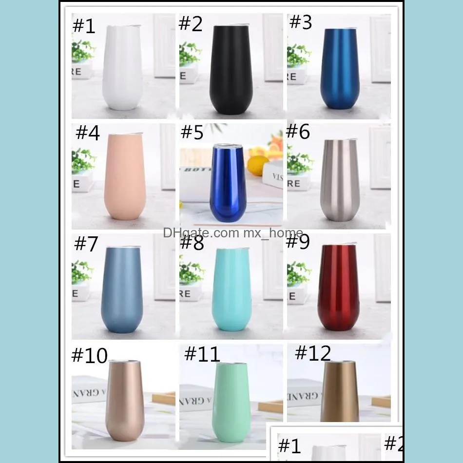 new 6oz stemless wine champagne glasses stainless steel double vacuum egg cups cocktail beer tumblers mini mugs with leakproof lid
