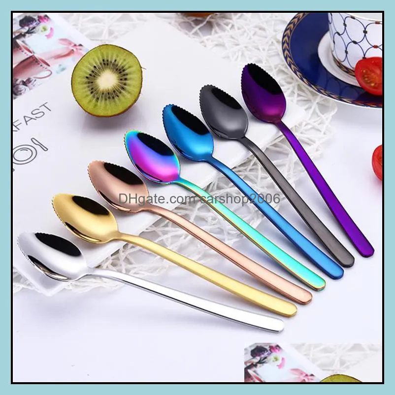 eco spoons fruit spoons kids spoons stainless steel 304 with teeth baby fruit vegetable easy eating