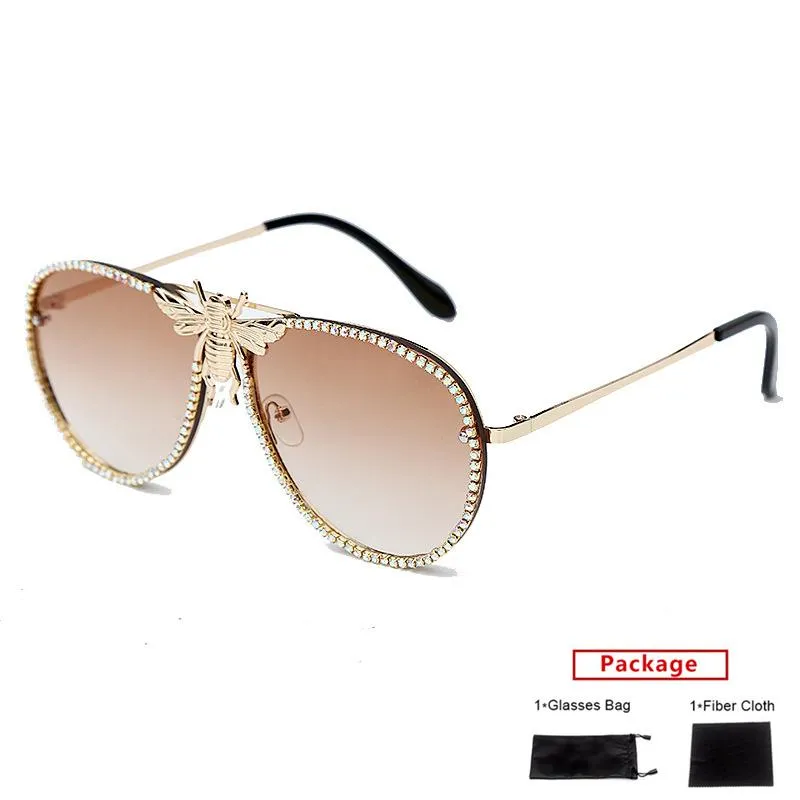 Occhiali da sole Mimiyou Metal Bee Donna Diamond Trim Retro Cat Eye Moda Uomo Occhiali da sole Marca UV400 Occhiali da vista Shades