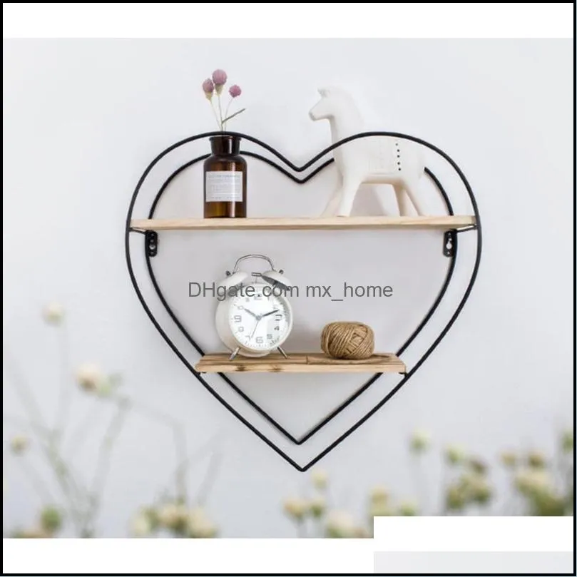 Other Home Decor Nordic Wrought Iron Heart-Shaped Rack Bedroom Living Room Storage Shelf Modern Minimalist Creative Bookshelf