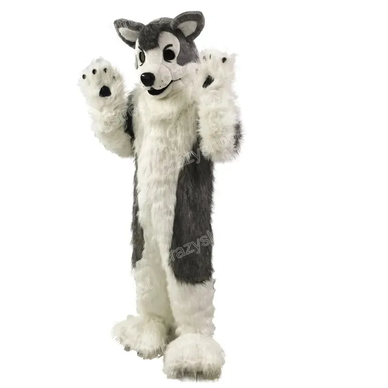 Halloween Grauer Husky Hund Maskottchen Kostüm Cartoon Anime Thema Charakter Erwachsene Größe Weihnachten Karneval Geburtstag Party Outdoor Outfit